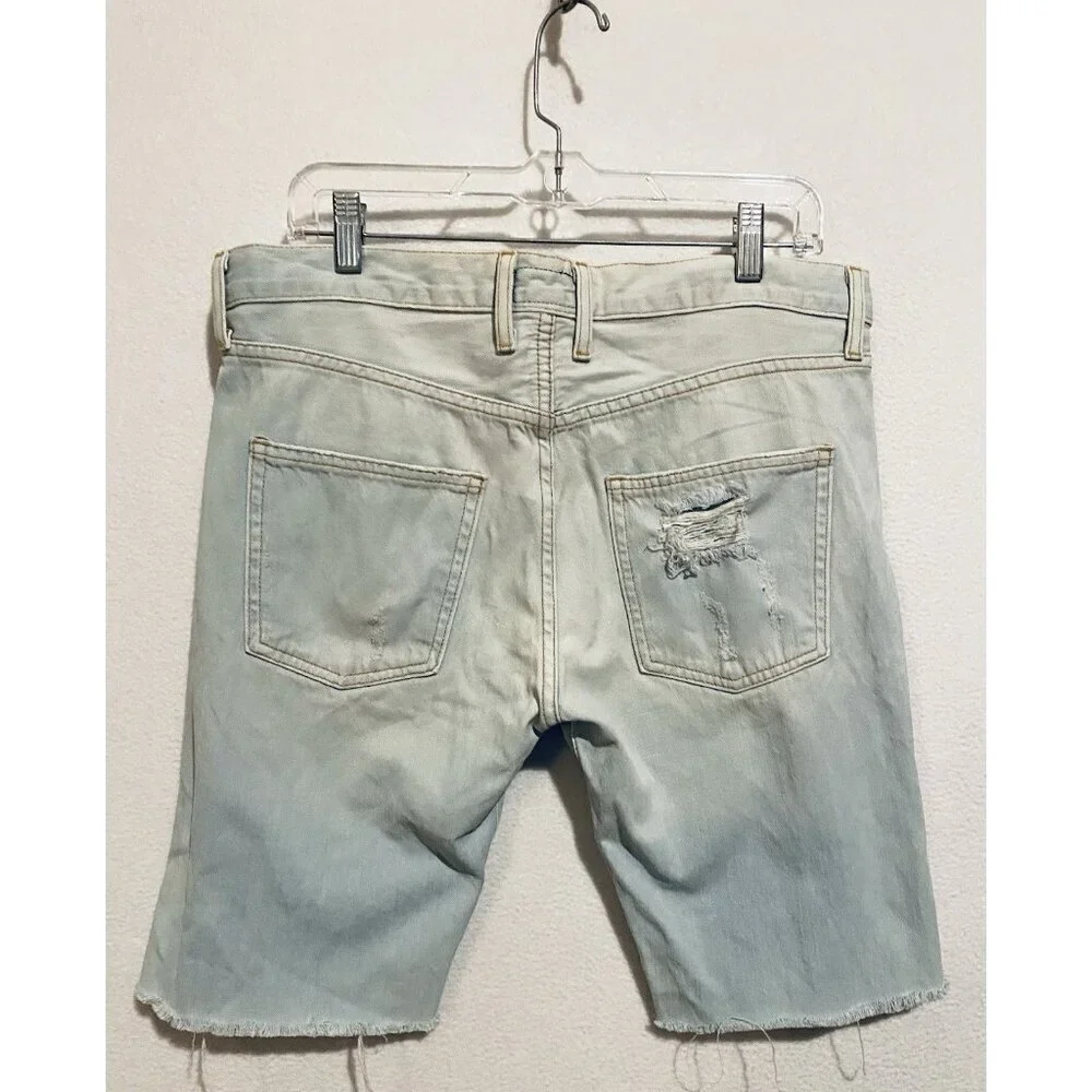Current Elliot Shorts Womens 29 Light Blue Distressed Denim The Long Boyfriend